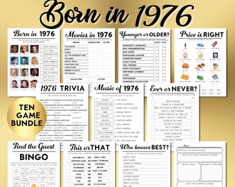 Juegos para celebrar tu 50.º cumpleaños, trivia sobre nacidos en 1976, concurso musical (descarga digital imprimible)