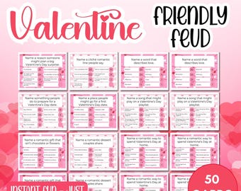 Valentinstag Freundschaftsspiel, druckbare Trivia für Paare, Spaß Familienspiel, Galentinstag Aktivität