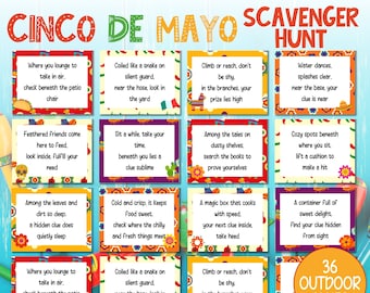 Cinco de Mayo skattjakt för barn, skattjakt, mexikanska fiesta-lekar, rolig familjeaktivitet, inomhus- och utomhusaktivitet, 5 maj