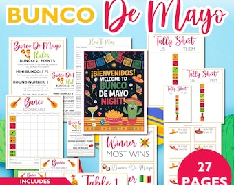 Cinco de Mayo Bunco Printable Bundle, Fiesta Game Night (Digital Download)