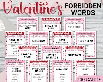 Gra Taboo na Walentynki, Gra rodzinna Forbidden Words, Zabawna aktywność dla Galentine, Wersja do wydruku