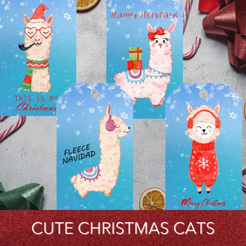 Printable Christmas Llamas Gift Tag Set of 8 Editable - Etsy