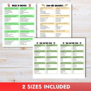 Music Trivia Quiz, Game Night, Bar Quiz, Family Games, 100 Questions, Printable Instant Download