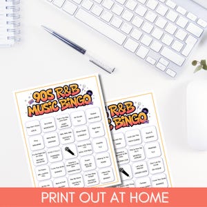 90s R&B Music Bingo, Printable Bingo Game, Throwback 90s Party Game, 200 Cards, Instant Download