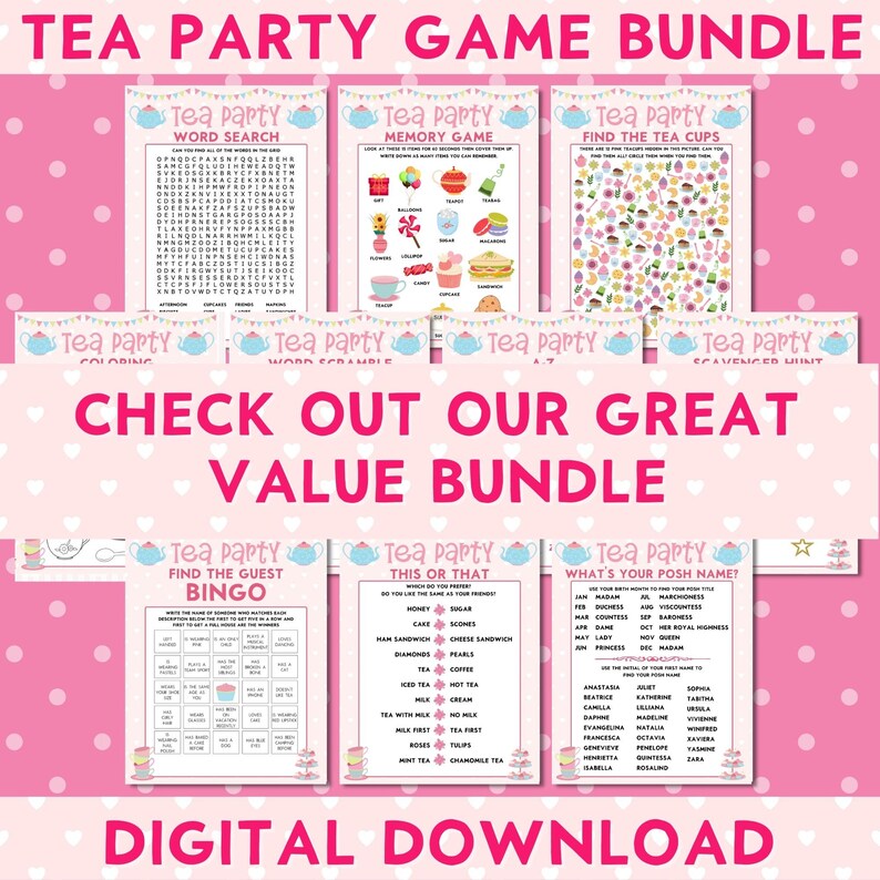 Tea Party Printable This or That Game Girls Birthday Party - Etsy
