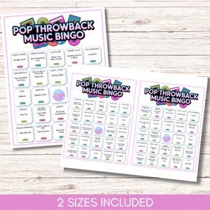 Pop Throwback Music Bingo, Printable 80s 90s 2000s Music Game, 75 Song Playlist