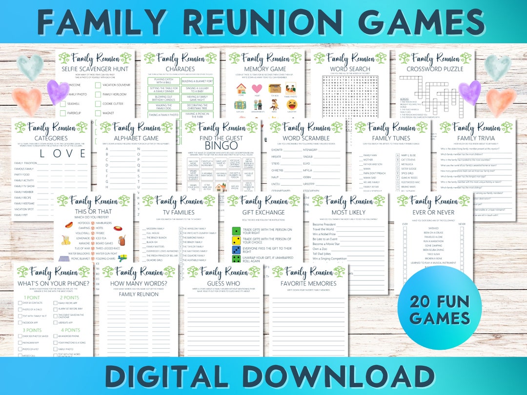 Family Reunion Games Bundle 20 Printable Fun Party Games for - Etsy