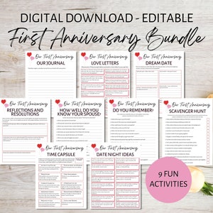 First Wedding Anniversary Bundle, 1st Anniversary Ideas, Customizable ...
