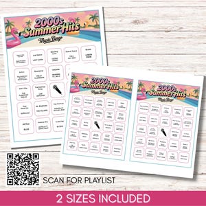 2000s Summer Hits Music Bingo - 200 Cards, Y2K Party Game (Printable)
