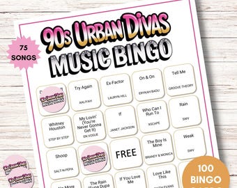 Bingo musical de las divas urbanas de los 90: 75 canciones, 100 cartones (imprimibles)