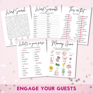 Birthday Games For Her, Editable Printable 20 Game Bundle, Modern Birthday Party Ideas, 21st, 30th, 50th, 60th, Personalize in Canva