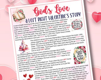 Bible Story Left Right Game, Printable Christian Games, Kids Sunday School Activities, Church Valentine Game
