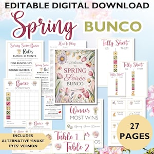 Spring Bunco Printable Kit: Floral Game Set for Girls Night (Digital Download)