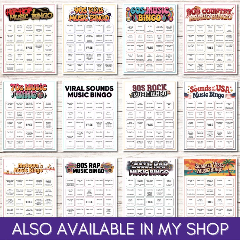 2010s R&B Music Bingo Game – Printable Party Game, 75 Songs 100 Cards