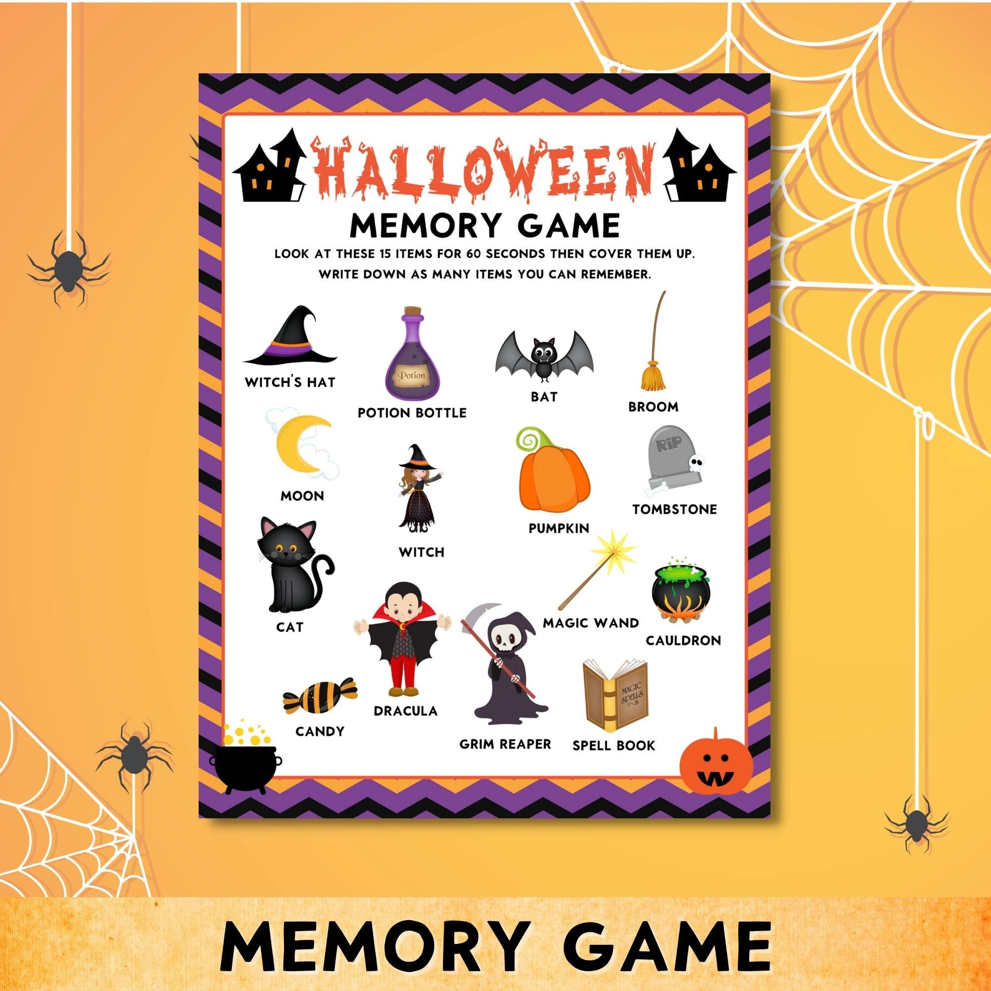 Printable Halloween Memory Game Party Game Classroom - Etsy