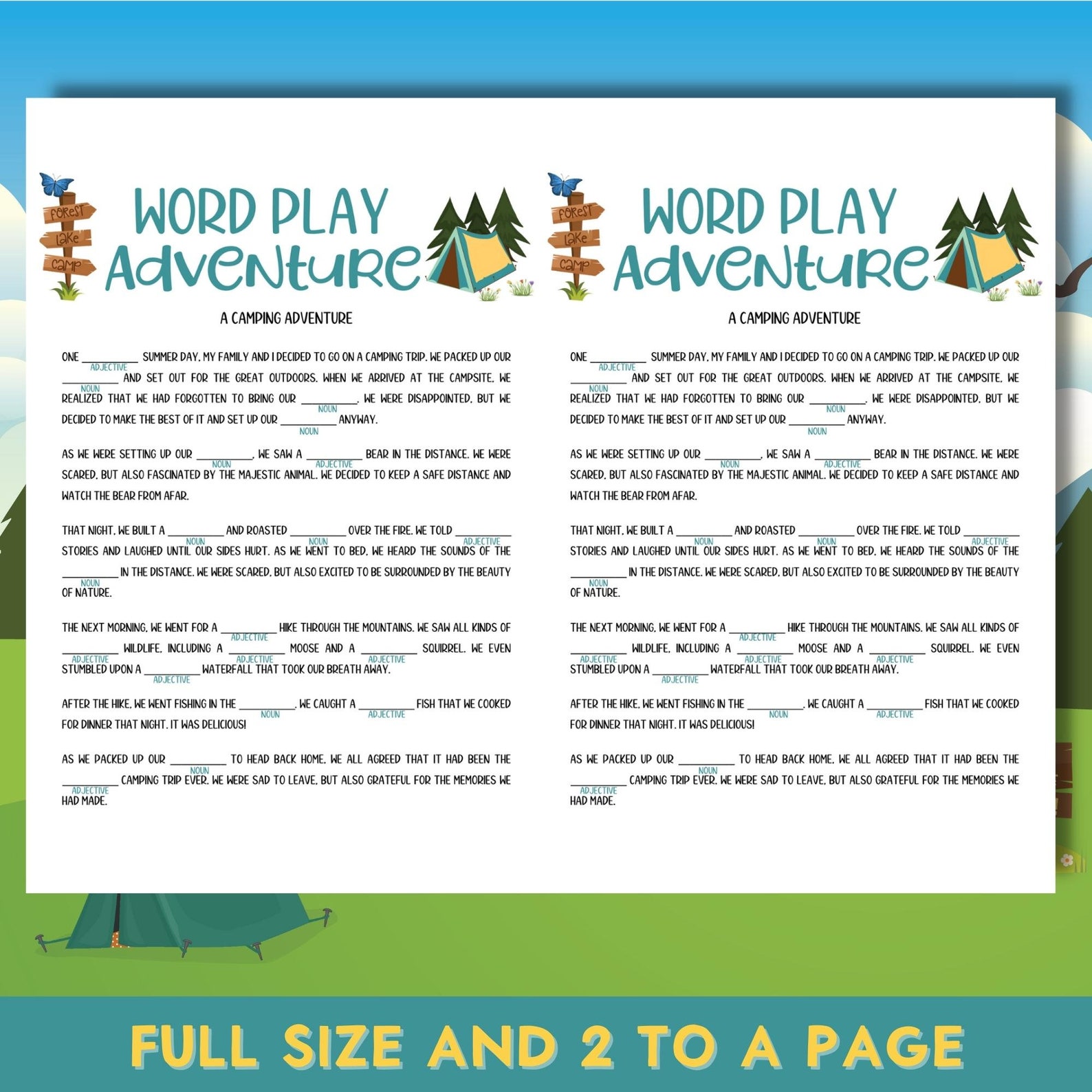 Camping word play game printable camping trip game summer etsy canada