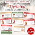 Christmas Secret Mission Dinner Game, 60 Printable Cards + Blank Template, Funny Party Game for Friends