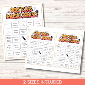 90s R&B Music Bingo, Printable Bingo Game, Throwback 90s Party Game, Instant Download