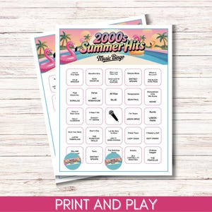 2000s Summer Hits Music Bingo - 200 Cards, Y2K Party Game (Printable)