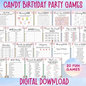 キャンディー バースデー パーティー ゲーム、女の子向けスイート バースデー ゲーム、スイート 16、バースデー ガールのことをどれだけ知っていますか、印刷可能な CT001