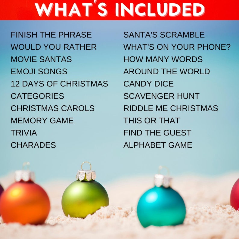Christmas in July Printable Games Bundle - 20 Fun Party Games for Festive Summer Celebrations!