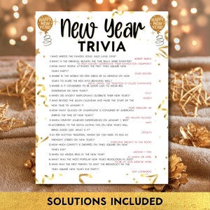 Silvester Party Spiel, Quiz zum Ausdrucken, sofortiger digitaler
