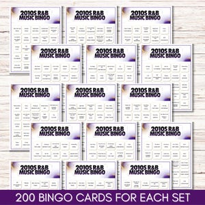 R&B Music Bingo Bundle – 5 Games | 200 Cards, 80s, 90s, 2000s, 2010s, Party Classics, Printable Party Game