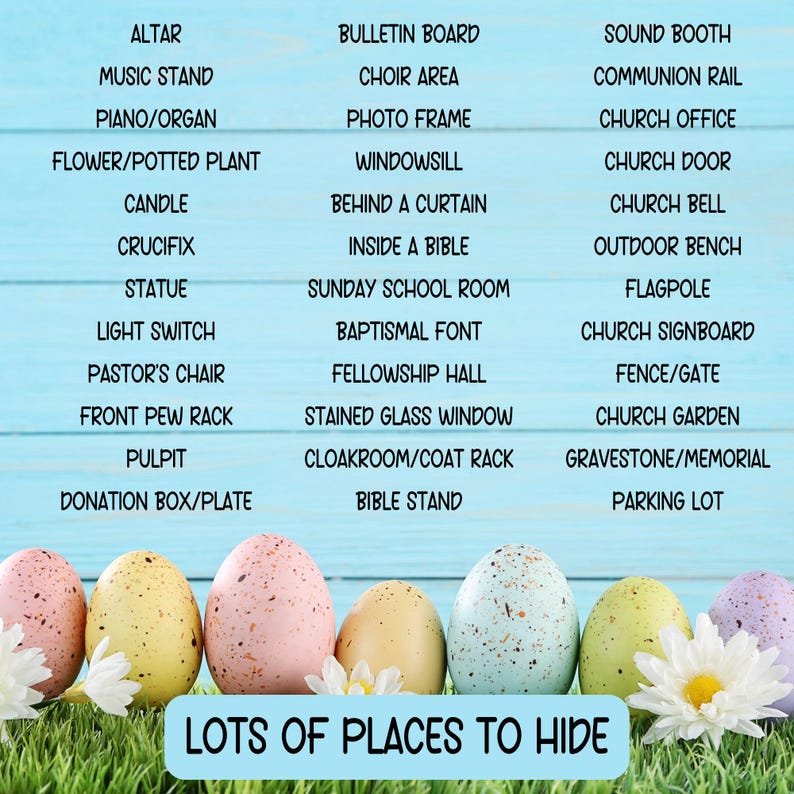 Church Easter Treasure Hunt, Printable Scavenger Hunt for Kids, Sunday ...