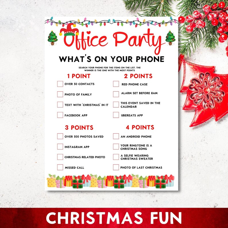 Printable Office Party What's on Your Phone Holiday Game - Etsy