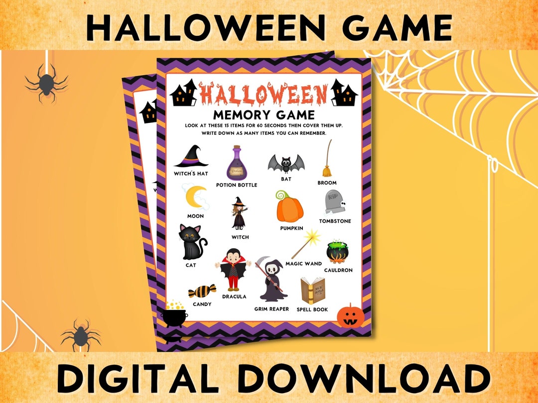 Printable Halloween Memory Game, Party Game, Classroom, Instant ...