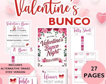 Valentine's Bunco Score Sheets, Printable Bunco Game, Valentine's Day Party, Fun Family Game Night