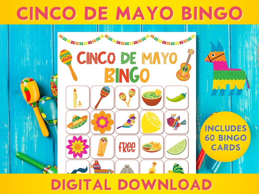 Cinco De Mayo Printable Bingo Game, Fiesta Party, Family Game Night - Etsy