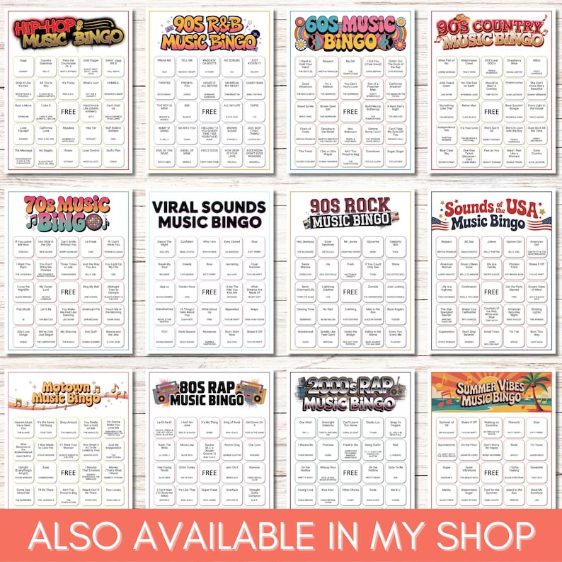 90s R&B Music Bingo, Printable Bingo Game, Throwback 90s Party Game, Instant Download