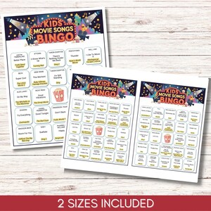 Kids Movie Music Bingo – Animated Songs Game, 100 Unique Cards Printable PDF