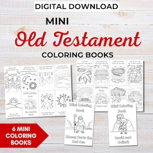 Bibelberättelser från Gamla testamentet för barn – Minimålarböcker (6-pack) | Kristna målarbilder | Söndagsskoleaktivitet