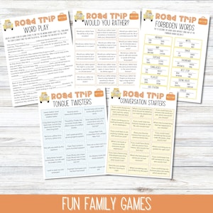 Kids Road Trip Games, Printable Family Road Trip Planner, Car Games, Travel Printables, Road Trip Journal, Family Vacation, Scavenger Hunt