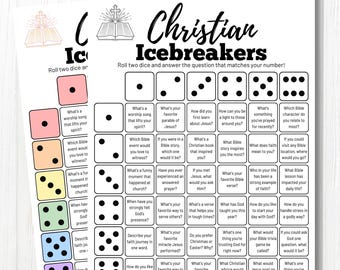 Christian Icebreaker Game - Printable Bible Conversation Starter - Fun Church Activity -Get To Know You Dice Game