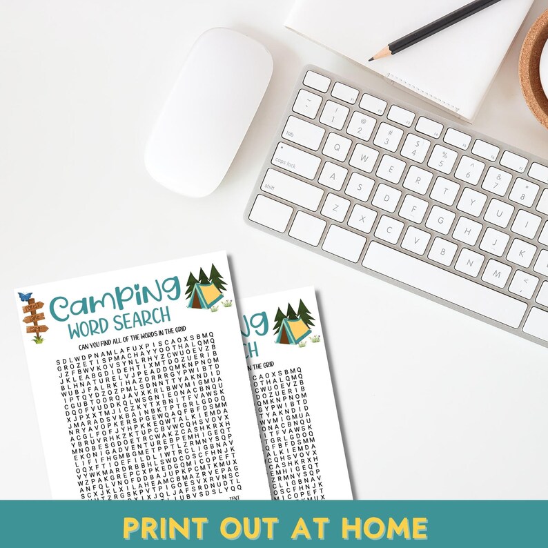 Camping Word Search Game, Printable Camping Trip Game, Summer Camp ...