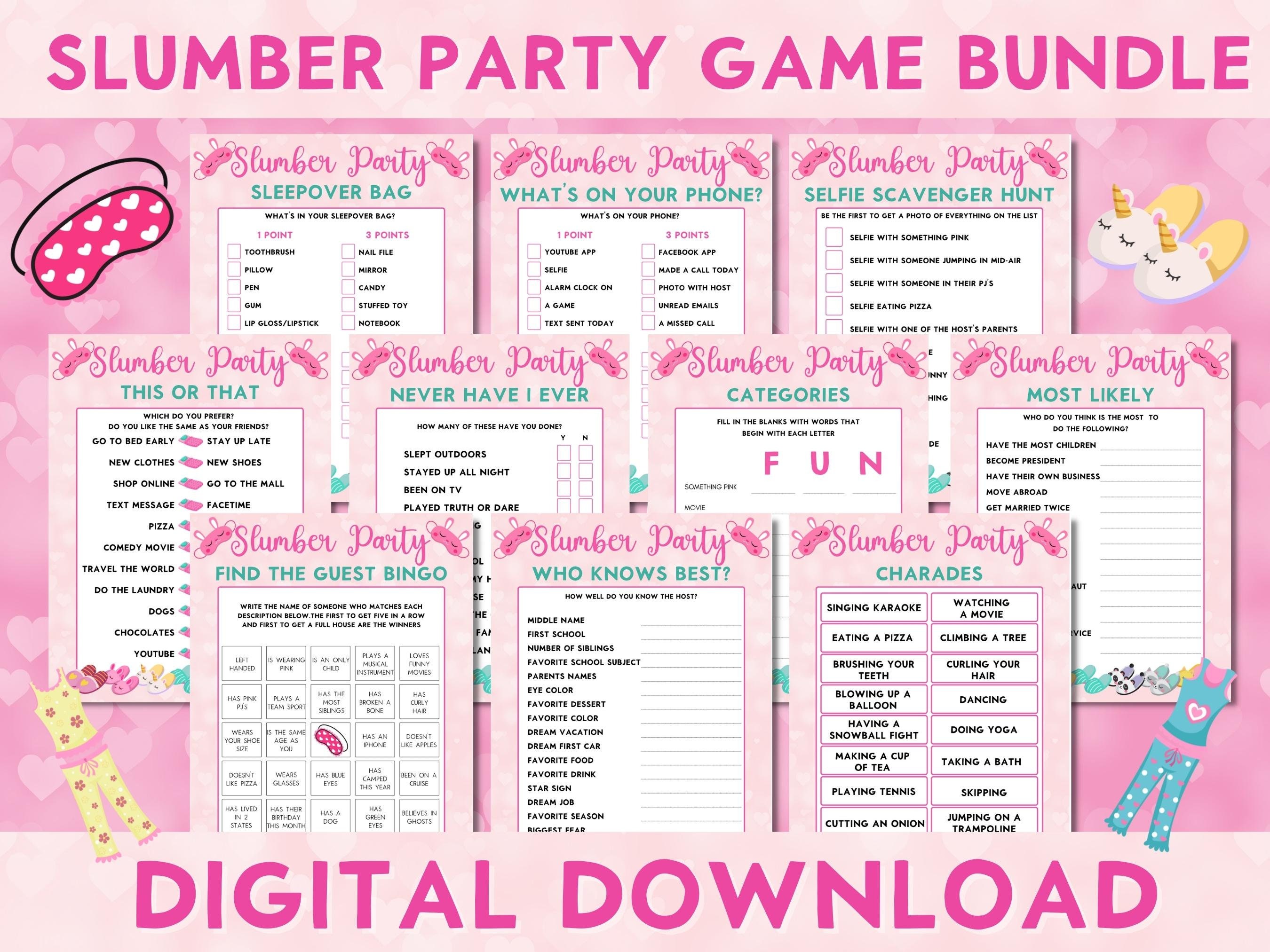 Printable Sleepover Games Party Games For Teenage Girls And 60 OFF Printable Sleepover Games Party Games For Teenage Girls And 60 OFF