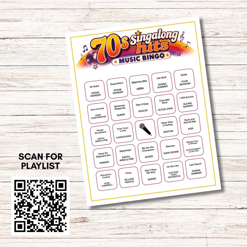 Singalong Hits Music Bingo Bundle – 5 Games | 60s, 70s, 80s, 90s & 2000s | Printable Party Game zdjęcie 5