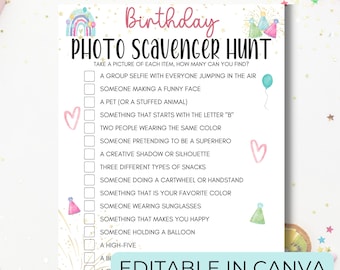 Photo Scavenger Hunt, Teen Birthday Party Game (Digital Download)