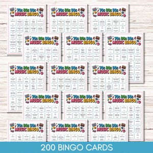 70s 80s 90s Music Bingo, Decades Bingo, Printable Game with 200 Bingo Cards, Spotify Playlist, Digital Download for Family Reunion or Party