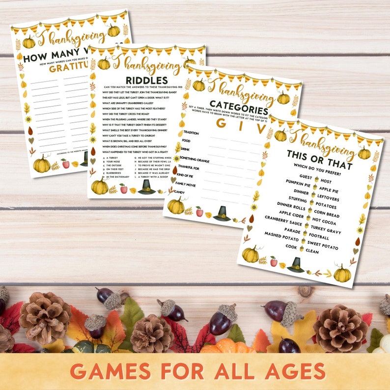 Printable Thanksgiving Games and Activities Bundle, 14 Games and ...