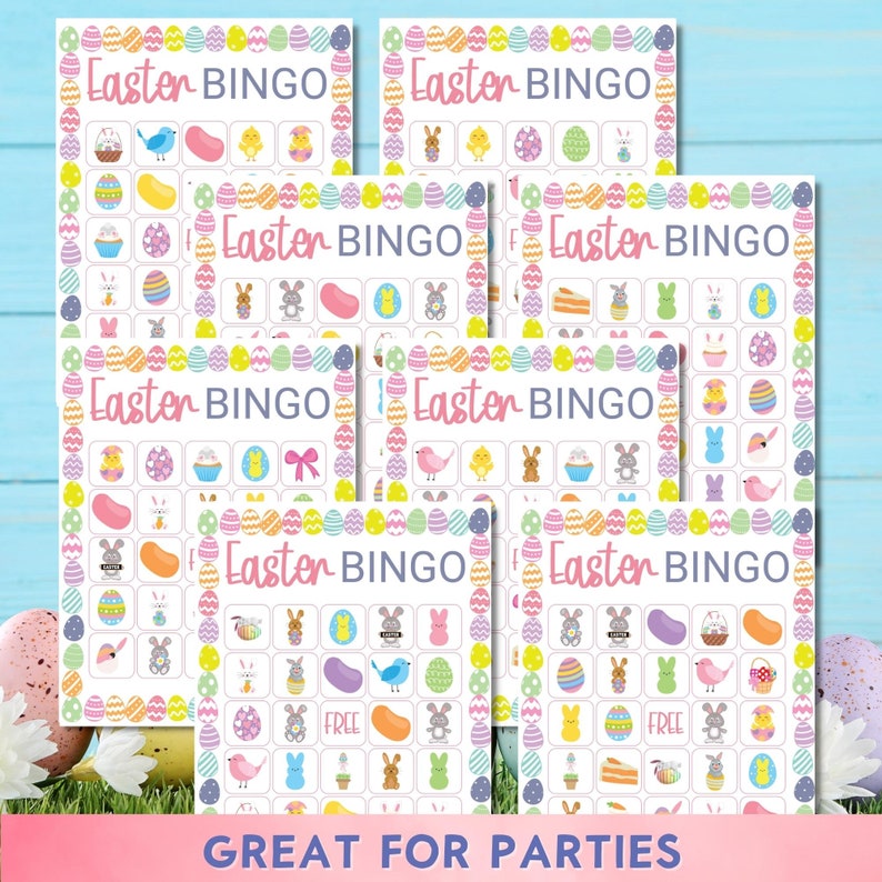 Easter Bingo, Printable Game, 40 Unique Bingo Cards, Classroom Activities, Family Fun image 2