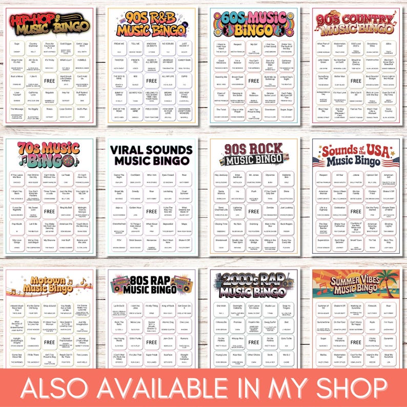 90s R&B Music Bingo, Printable Bingo Game, Throwback 90s Party Game, 200 Cards, Instant Download