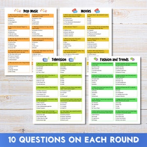 90's Trivia Quiz, Game Night, Bar Quiz, 1990's Family Games, Nineties, 100 Questions, Printable Instant Download