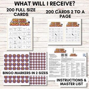 90s R&B Music Bingo, Printable Bingo Game, Throwback 90s Party Game, 200 Cards, Instant Download