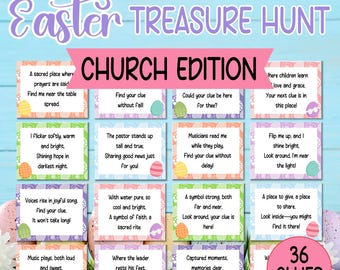 Church Easter Treasure Hunt, Printable Scavenger Hunt for Kids, Sunday School Indoor and Outdoor Activity, Fun Easter Game for Families