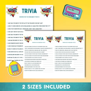 Printable 90's Themed Trivia Quiz Party Game, Ice Breaker, Instant ...