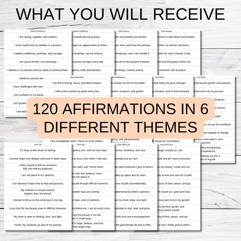 Daily Affirmations Jar, Positive Quotes for Self-Care, Uplifting Gift for Women, Encouragement and Motivation